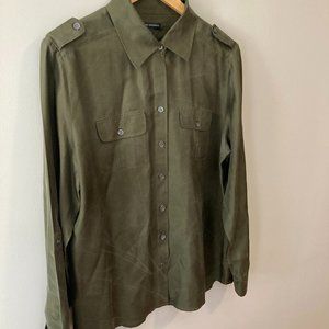 BANANA REPUBLIC Olive Green Silk Blouse, L